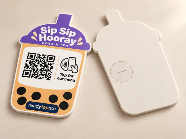 Sip Sip Hooray front and back, showing the recessed quarter-turn NFC cover