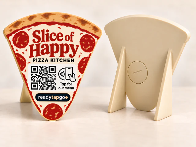 Slice of Happy front and back, showing the recessed quarter-turn NFC cover